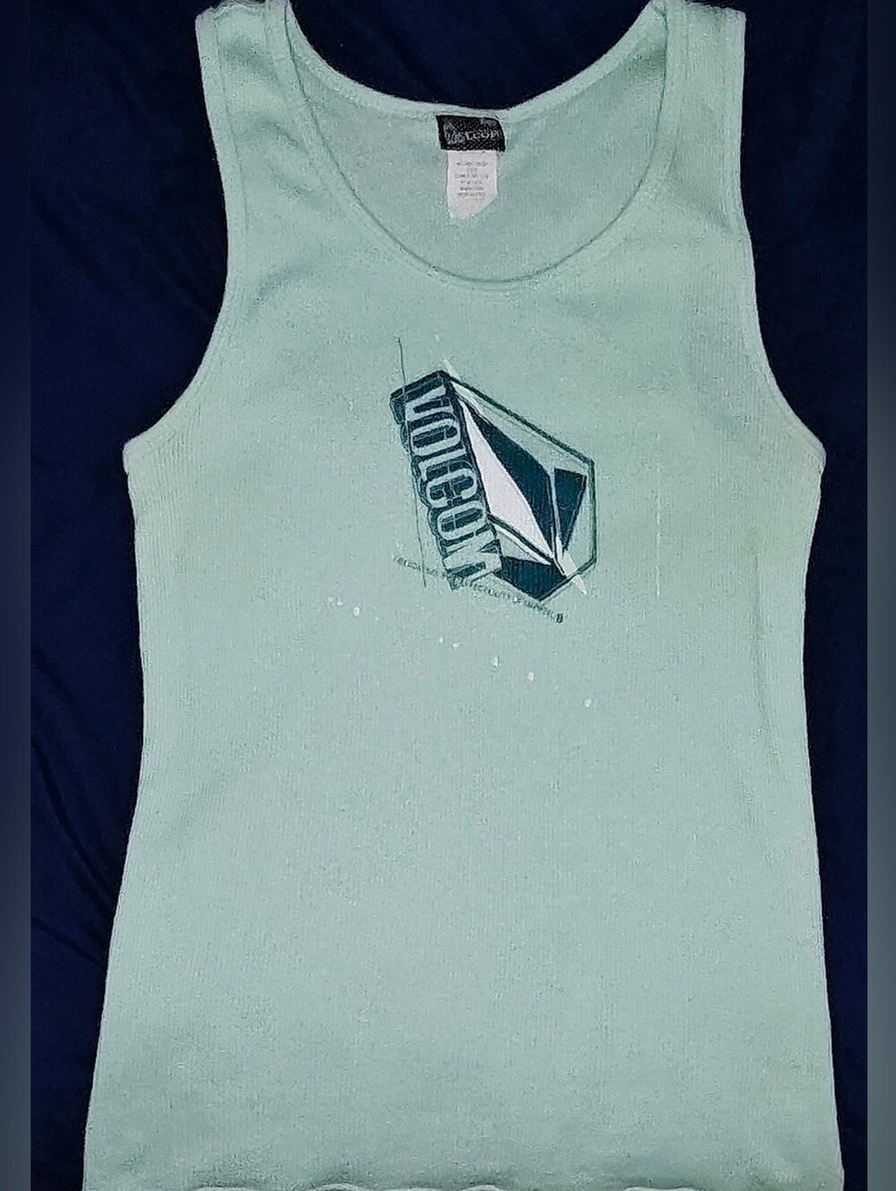 Volcom Y2K Mint Ribbed Tank With Graphics On Front And Back